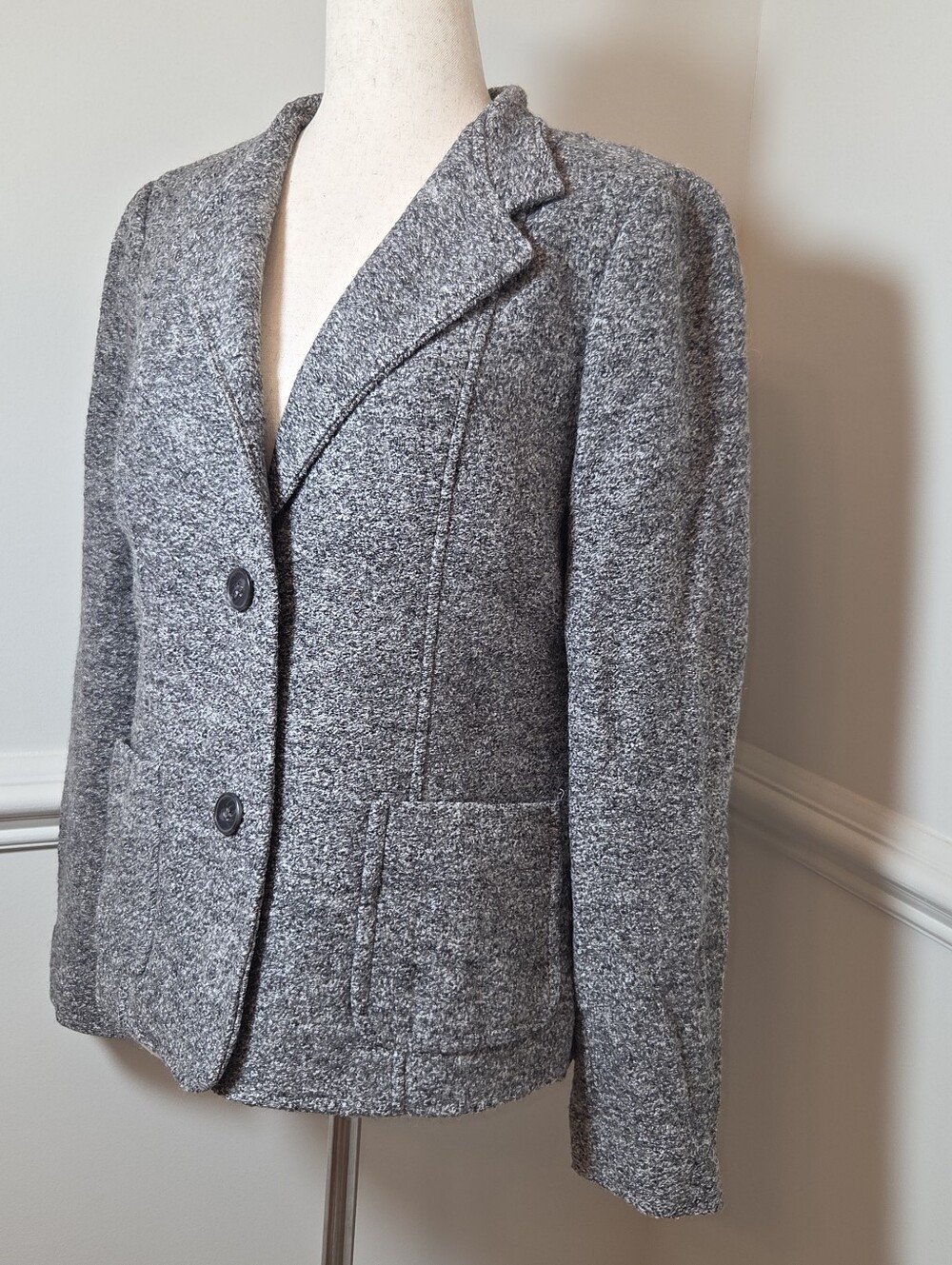 Talbots NWT Gray Wool Blend Blazer Petite 10P Career Office Business Jacket